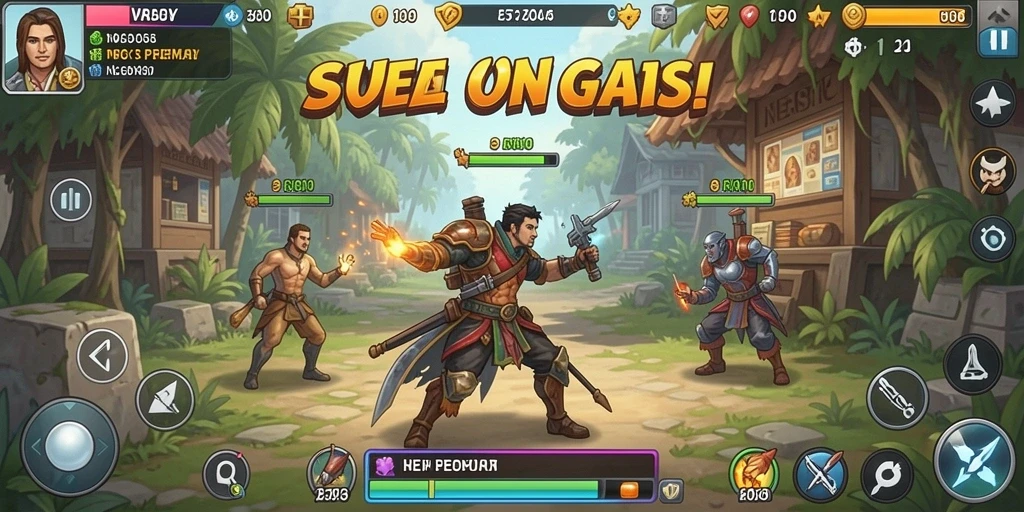 Tangkapan layar menunjukkan karakter utama dalam aksi.